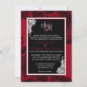 Cartão de Convite para Casamento de Lugar Preto e