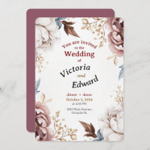 Cartão de Convite para Casamento de Luxe Vitoriano