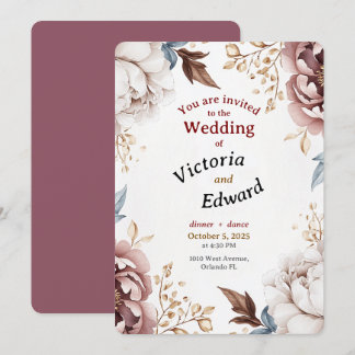 Cartão de Convite para Casamento de Luxe Vitoriano