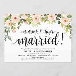 Cartão de Convite para Casamento de Posto de Blush
