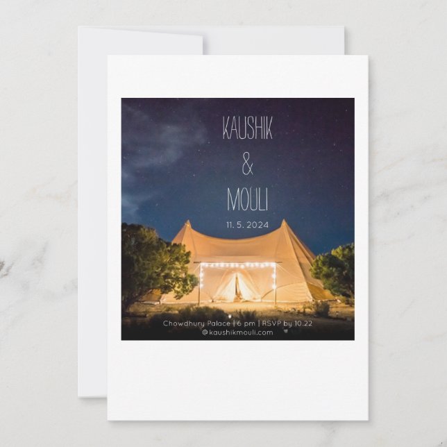 Cartão de Convite para Casamento de Tent Starging  (Frente)