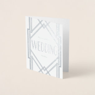 Cartão de Convite para Casamento Deco de Foil Real