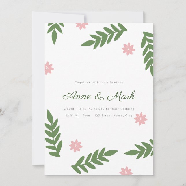 Cartão de Convite para Casamento Feliz (Frente)