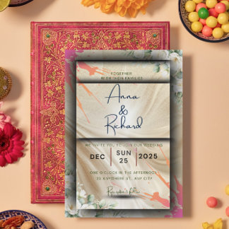 Cartão de Convite para Casamento Floral