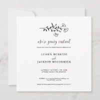 Cartão de Convite para Casamento Floral Branco Pre