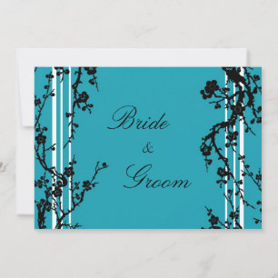 Cartão de Convite para Casamento Floral Preto Tur