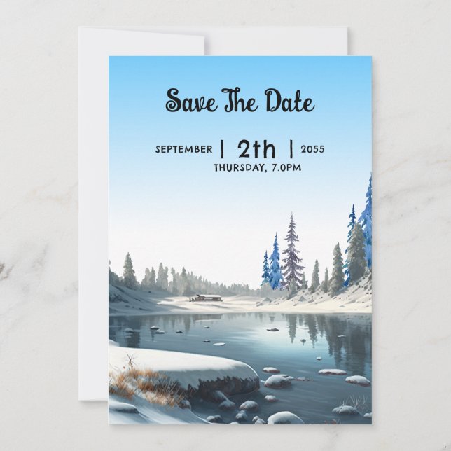 Cartão de Convite para Casamento Fresco de Inverno (Verso)