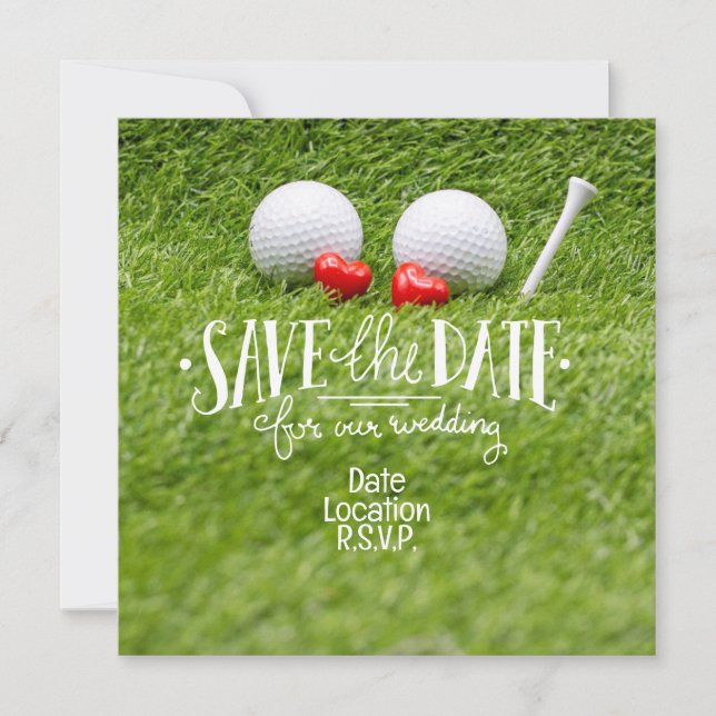 Cartão de Convite para Casamento Golf com dois cor (Frente)