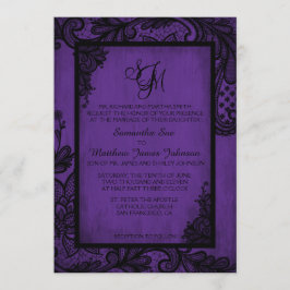 Cartão de Convite para Casamento Gótico de Roxo Bl