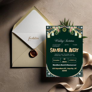 Cartão de Convite para Casamento Islâmico Elegante