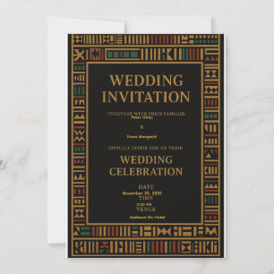 Cartão de Convite para Casamento Kente Africano