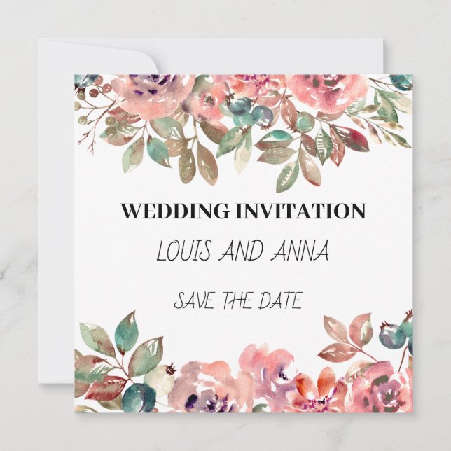 Cartão de convite para casamento Minimista Branco  (Frente)