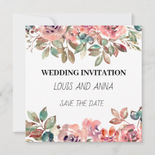 Cartão de convite para casamento Minimista Branco 