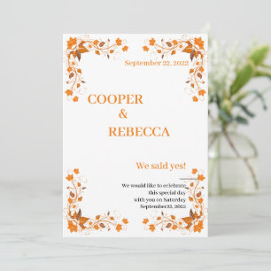 Cartão de Convite para Casamento outono Cooper e R