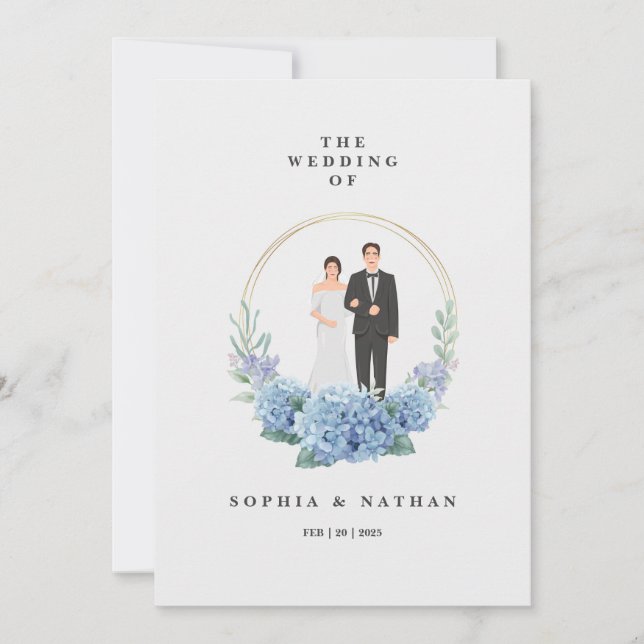Cartão de convite para casamento personalizado (Frente)