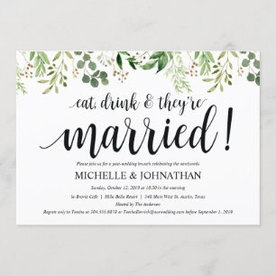 Cartão de Convite para Casamento Poste Greenery B