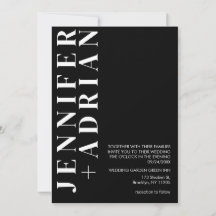 Cartão de convite para casamento preto mínimo
