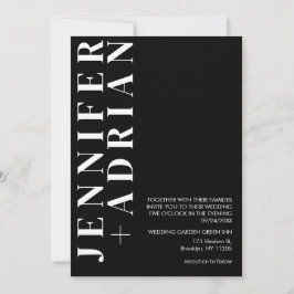 Cartão de convite para casamento preto mínimo
