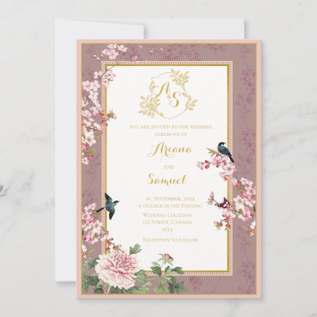 Cartão de Convite para Casamento Real do Jardim (Frente)
