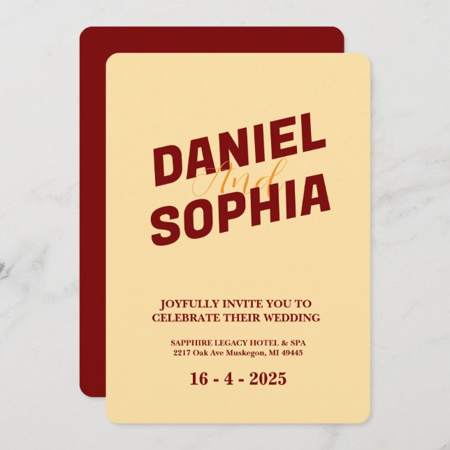 Cartão de convite para casamento retroativo (Frente/Verso)