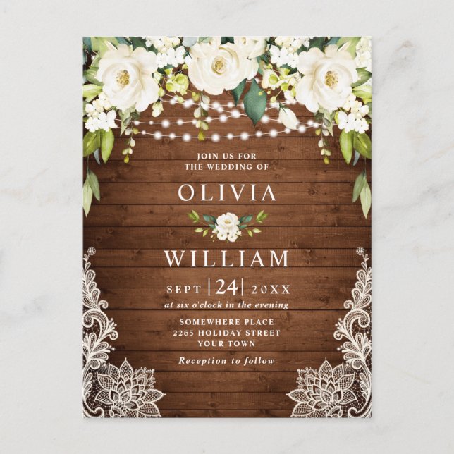 Cartão de Convite para Casamento Russo de Rosas Br (Frente)