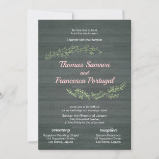 Cartão de Convite para Casamento Rustic Doodle