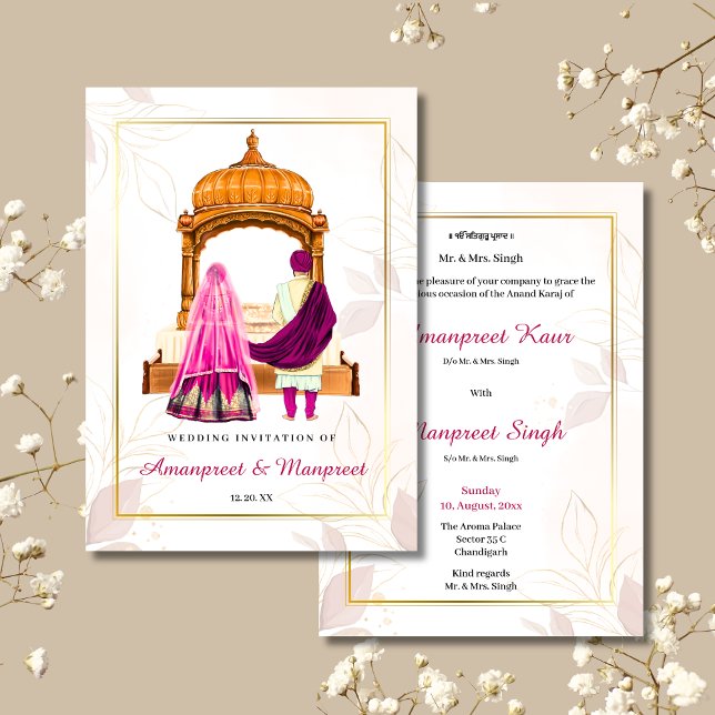 Cartão de convite para casamento Sikh convite de c (Criador carregado)