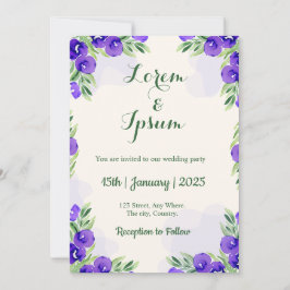 Cartão de convite para casamento simples de cor do