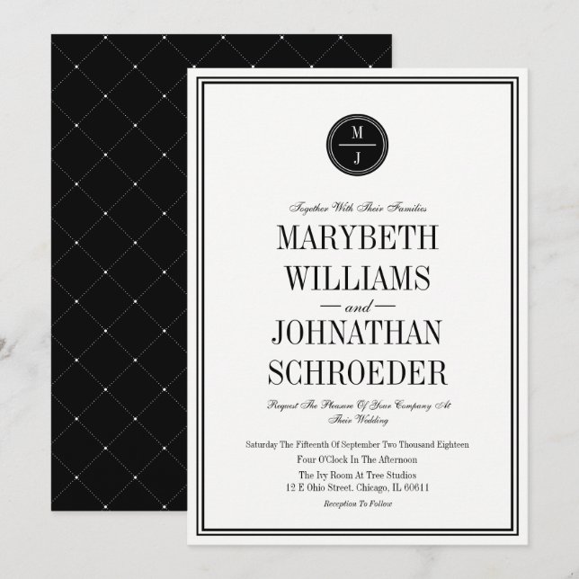 Cartão de Convite para Casamento Simples e Elegant (Frente/Verso)