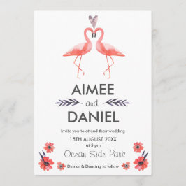 Cartão de convite para casamento tropical Flamingo