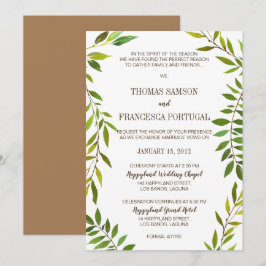 Cartão de Convite para Casamento Verde Rustic Wate