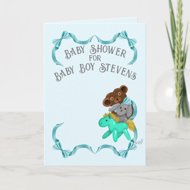 Cartão de Convite para Chá Baby Boy (Frente)