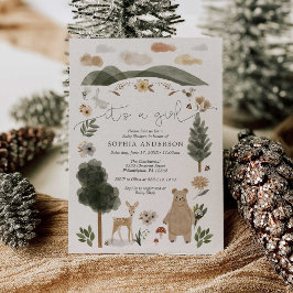 Cartão de Convite para Chás de fraldas Boho Woodla