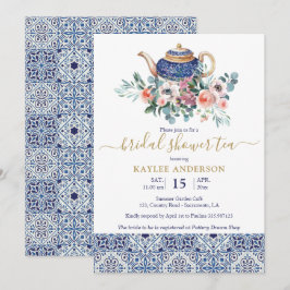 Cartão de convite para Chás de panela de azulejos 