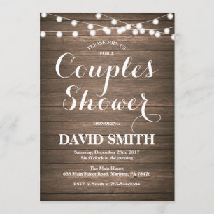 Cartão de Convite para Chás Rustic Casais