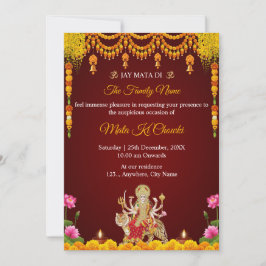 Cartão de Convite para Chowki Mata Ki Tradicional
