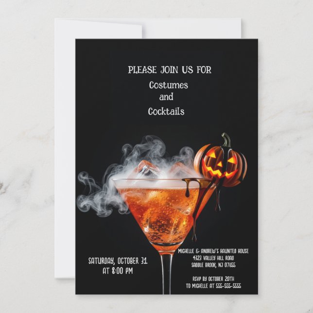 Cartão de Convite para Cocktail no Halloween - Jac (Frente)