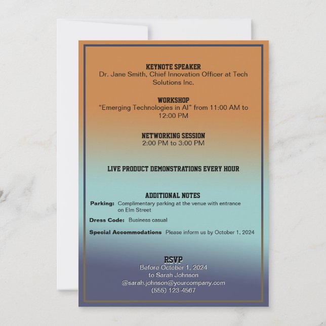 Cartão de Convite para Expo de Tecnologia Global I (Verso)