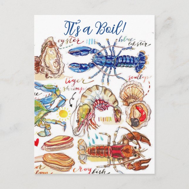 Cartão de Convite para Festa de Cozido de Mariscos (Frente)
