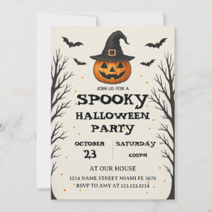 Cartão de Convite para Festa de Halloween Assustad