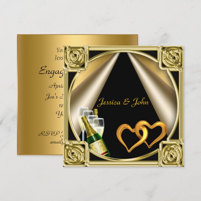 Cartão de Convite para festa de noivado (Frente/Verso)