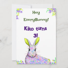Cartão de Convite para Festa do Coelho Roxo