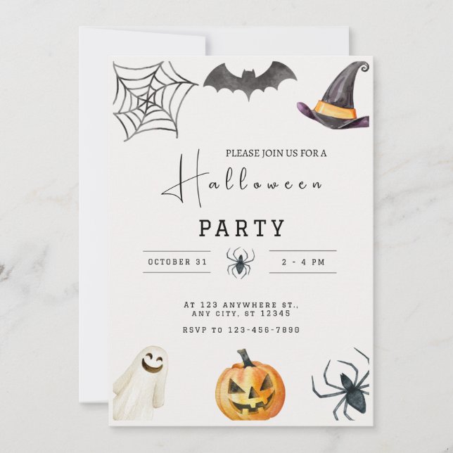 Cartão de Convite para Festas de Halloween (Frente)