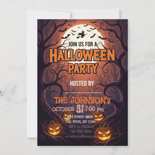 Cartão de Convite para Festas de Halloween | Spook (Frente)