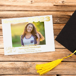 Cartão de Convite para Graduação de Fotos Branco e