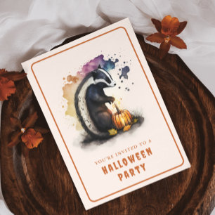 Cartão de Convite para Halloween Skunk Skunk
