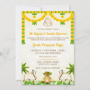 Cartão de Convite para Hindu Graha Pravesh Puja