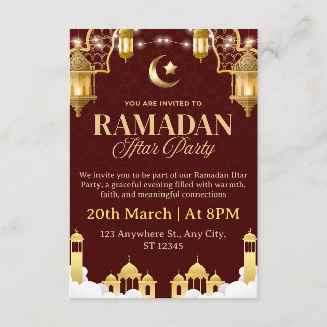Cartão de Convite para Iftar do Ramadão (Frente)