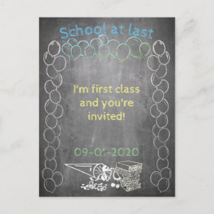 Cartão de convite para inscrição na escola em quad