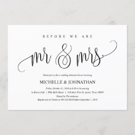 Cartão de Convite para Janto de Ensaio de Casament